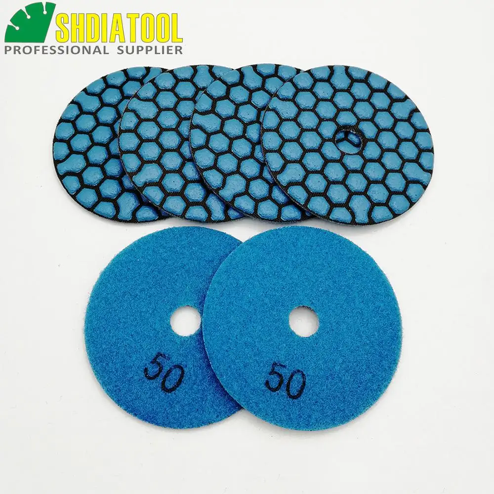 SHDIATOOL 6pcs 80mm #50 Diamond Dry Polishing Pads 3inch Resin Bond Flexible Sanding Disc Granite Marble Ceramic grinding disc