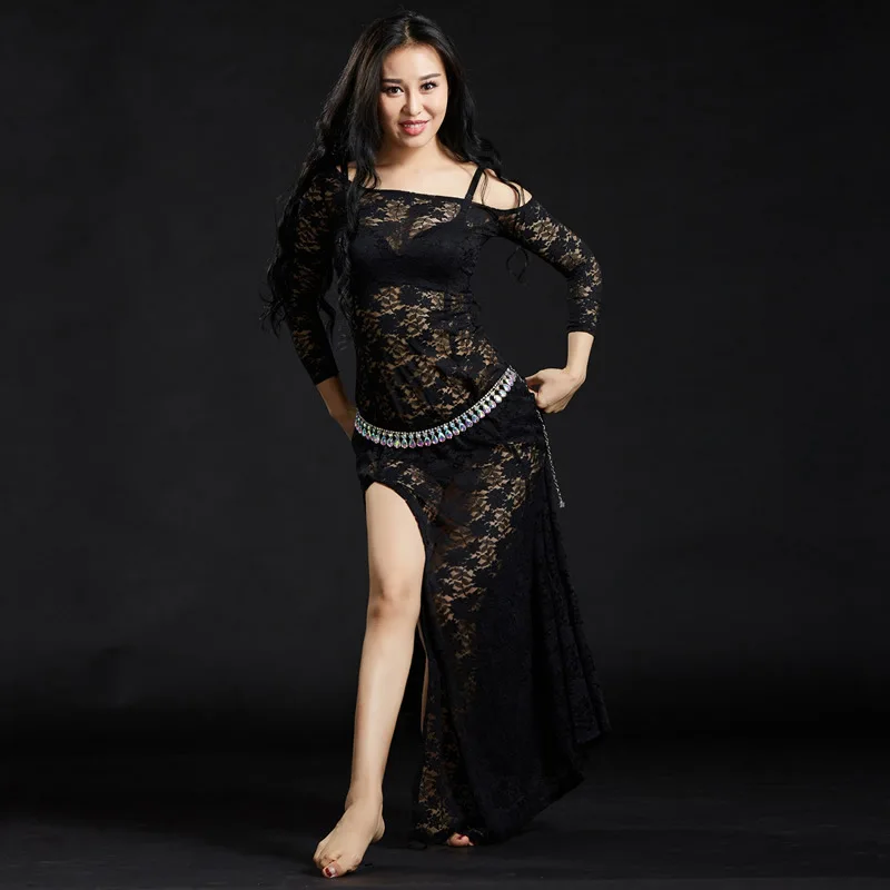 One-piece Dress Belly Dance Clothing Women Dance Sexy Outfits Dresses Floral Lace Bellydance Costume