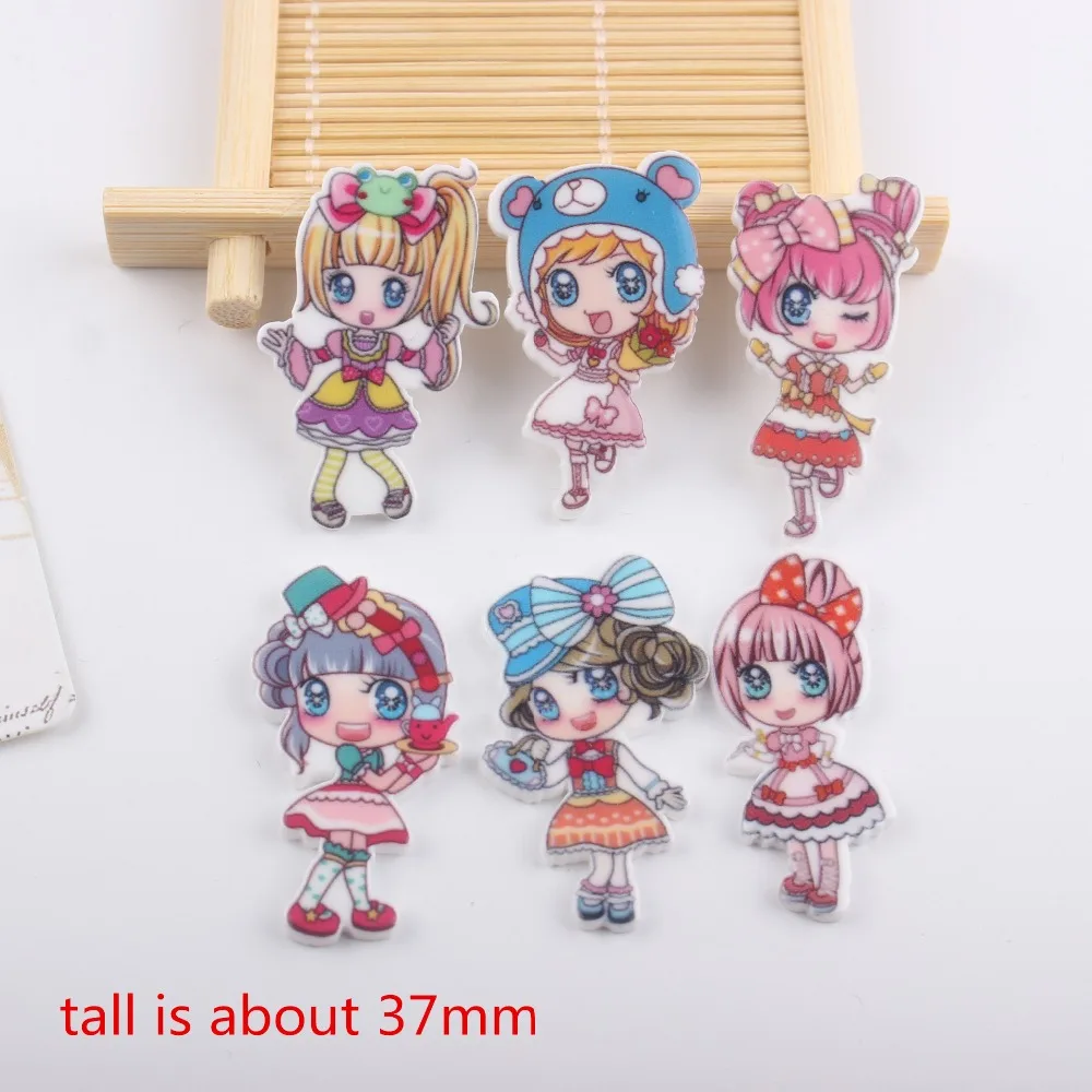 10 Buah/Lot Aksesori Cabochons Resin Punggung Datar Gadis Imut Resin Planar Tinggi Kedatangan Baru Adalah Sekitar 37Mm