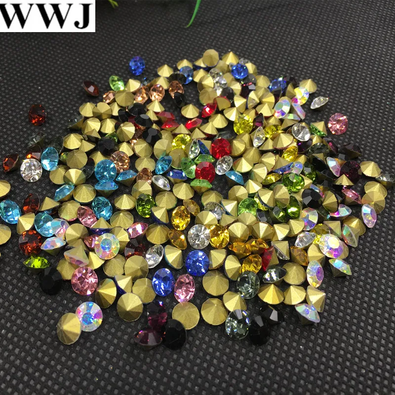 All Rest Sizes Colors 6mm,8mm Glass Chatons ss28 ss38 Pointed Back Round Crystal Fancy Crystal For Jewelry Accessory