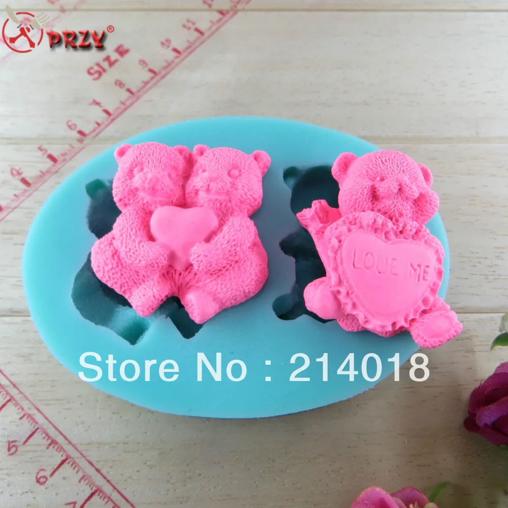 3PCS little bear new style large wholesale  hot sale chocolate silicon mold  fondant Cake decoration mold (si249)