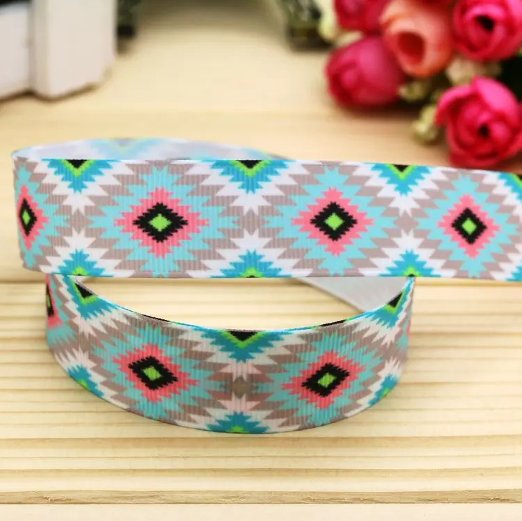 7/8''  aztec printed grosgrain ribbon headwear hair bow diy party decoration wholesale OEM 22mm B1320