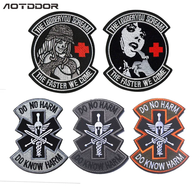 EMT Medic Embroidered Patch Louder You Scream The Faster We Come Tactical Military Patches Appliques Embroidery Badges