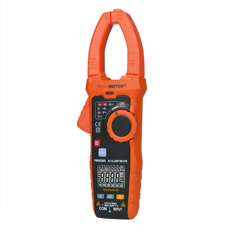 PEAKMETER PM2028S Digital Clamp Meter 6000 Count Multimeter AC DC Volt Ohm Amp meter Frequency Tester NCV LPF  Data hold backlig