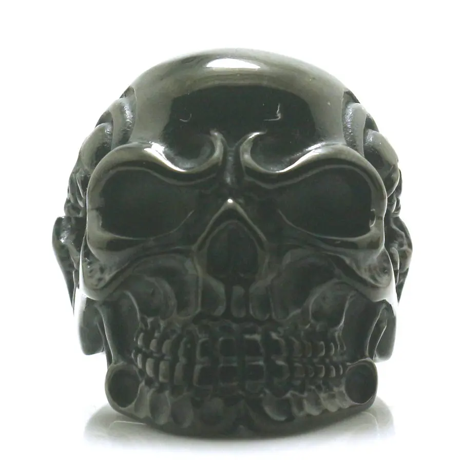 316L Stainless Steel Cool Black Flaming Skull Pirate Skeleton Classic Ring