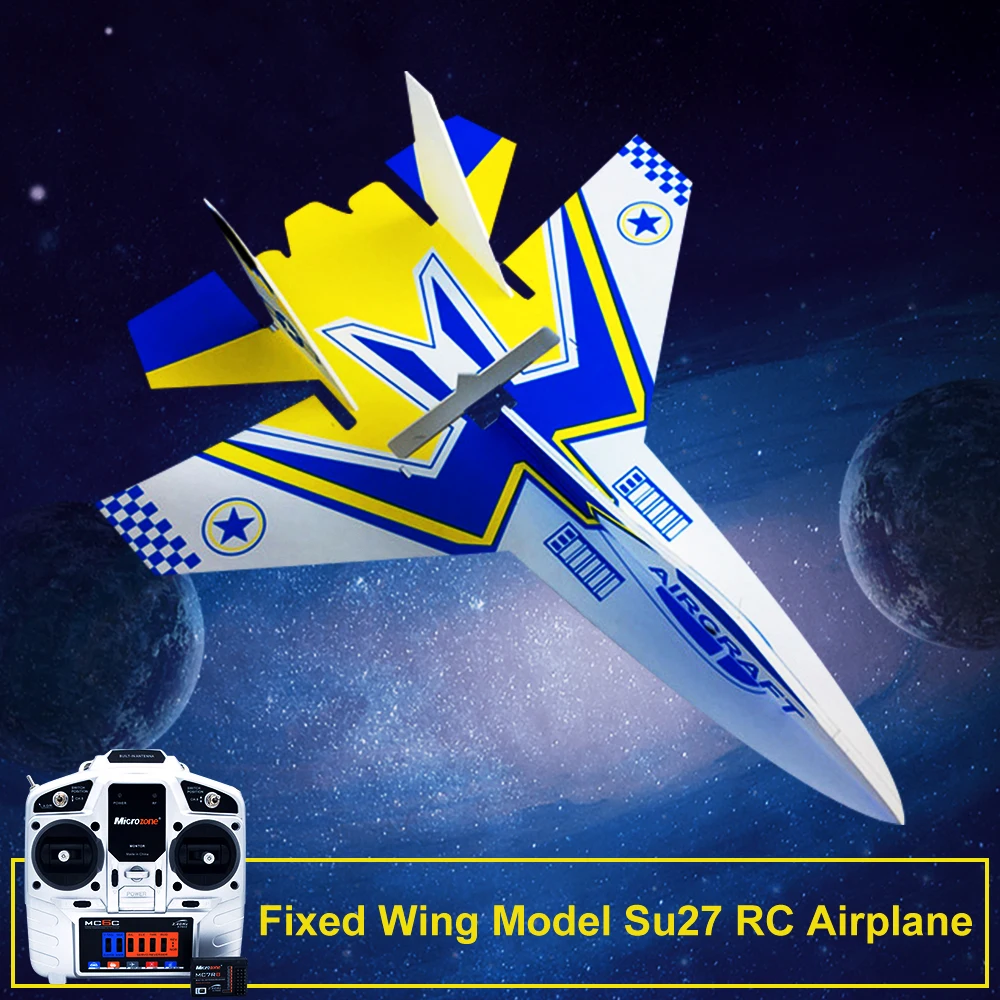 Fixed Wing Model Su27 RC Airplane With Microzone MC6C Transmitter with Receiver and Structure Parts For DIY RC Aircraft