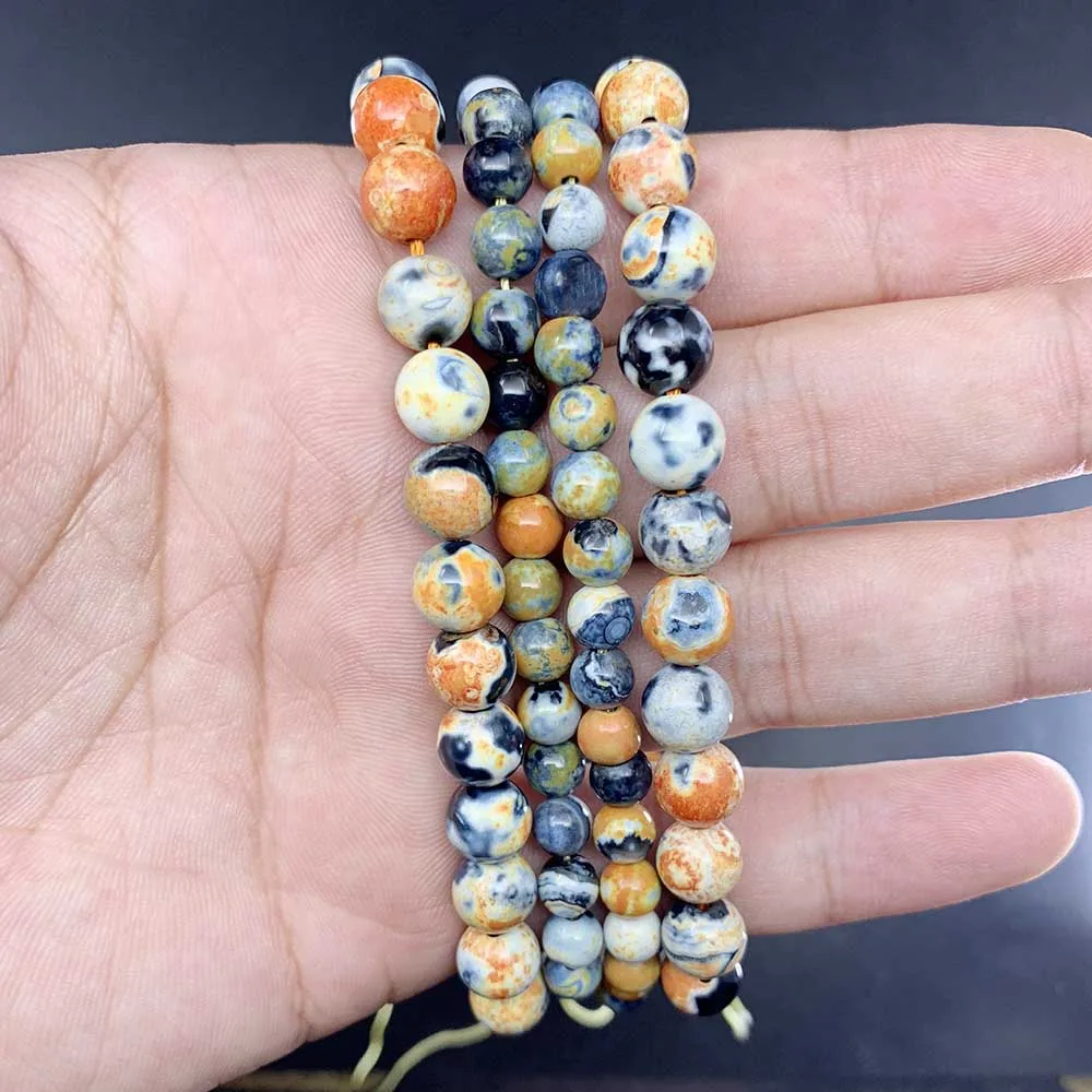 1 strand/lot 6 8 10 mm Natural Stone Orange Flame Agates Bead Round Loose Spacer Beads For Jewelry Making Findings DIY Bracelet image 3