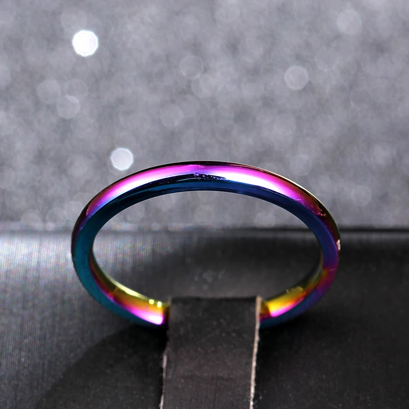 2mm Rainbow 316 Stainless Steel Ring for Men and Women