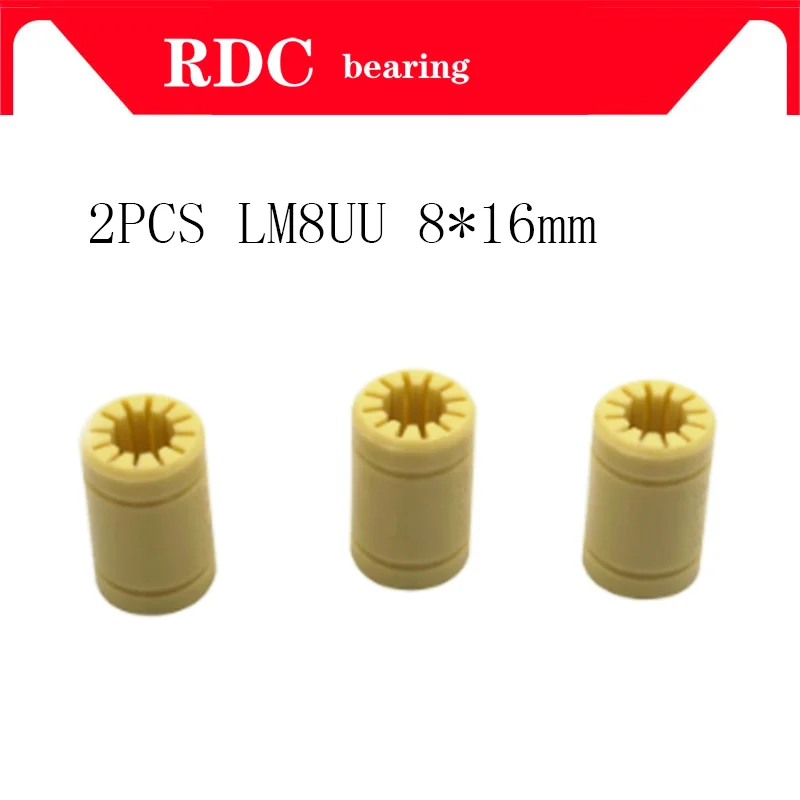 Free shipping New Promotion 2pcs/lot 8mmx16mm 3D Printer Bearings Shaft RJ4JP-01-08 Solid Polymer LM8UU Bearings for 3D Printer