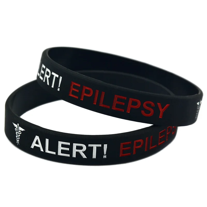 50 Stück Alarm-Epilepsie-Silikon-Armband für Erwachsene, medizinisches Armband für den Notfall, 4 Farben – Detail 6