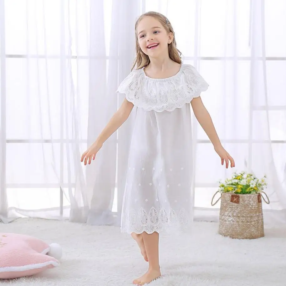 

Summer Children's Princess Dress Baby Girls Clothes Sleepshirts Vintage Nightgowns O-neck Nightdress Kids Sleepwear 4 Style Y561