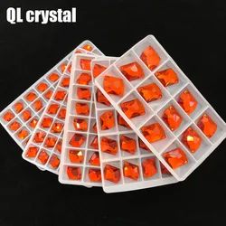 ALL Size Orange Red  Special-shaped Sew on Crystal Rhinestone Flatback for wedding Dress DIY clothes shoes bags accessories