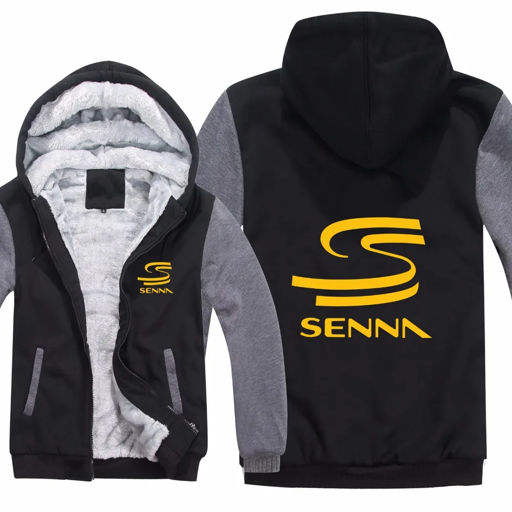 Winter New HERO AYRTON SENNA Hoodies Thick Fleece New Printed Hero Senna Sweatshirt Warm Liner Pullover Men Jacket&Coat