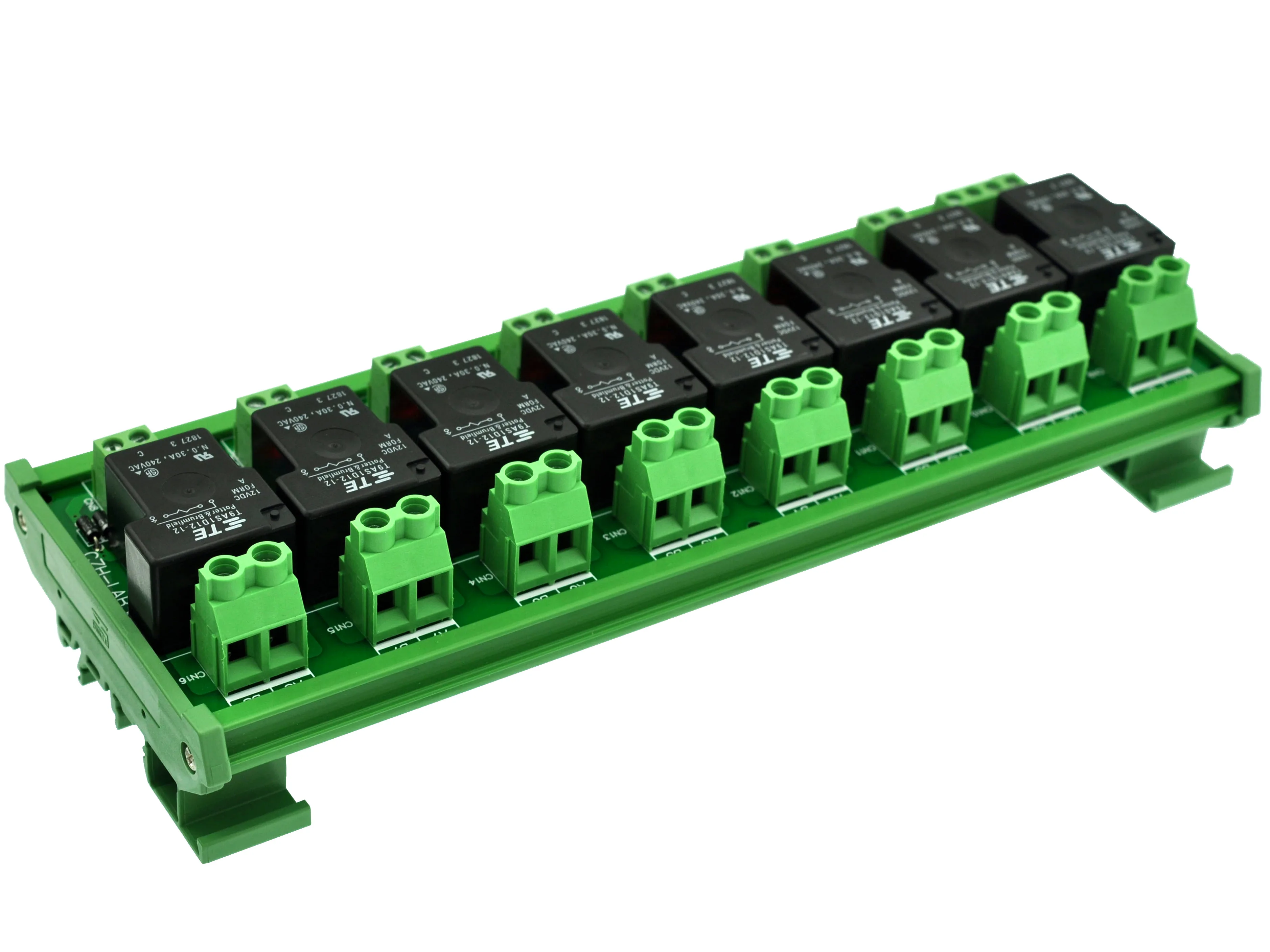 CZH-Labs DIN Rail Mount 12V Passive 8 SPST-NO 30Amp Power Relay Module.
