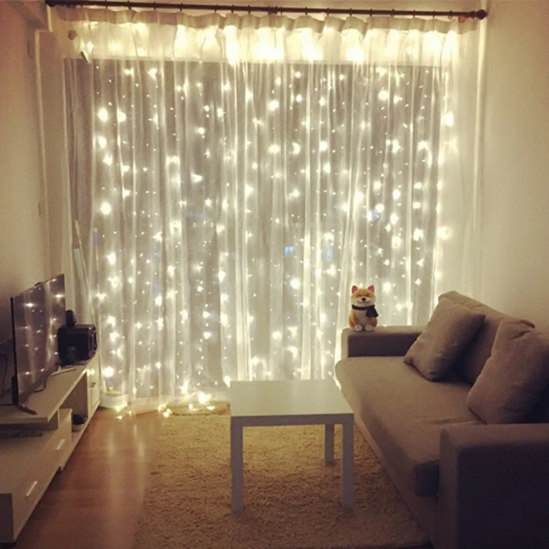 LED icicle Curtain String Fairy Light Xmas Christmas Wedding Decoration home Garden party Garland Decor