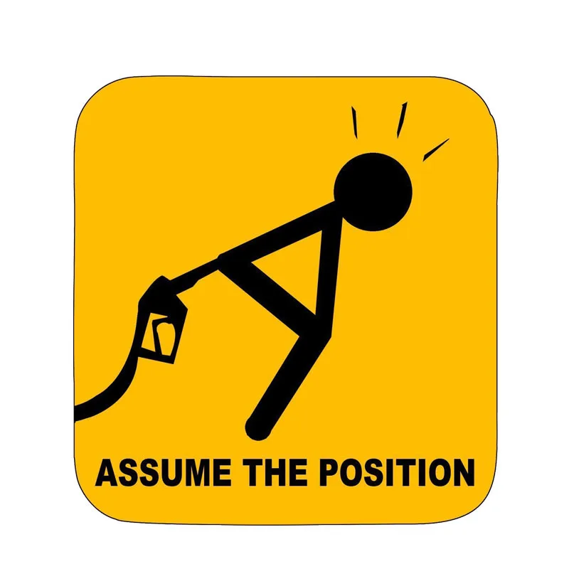 YJZT 10.9CM*11.4CM Assume The Position Decal Funny Car Sticker PVC 12-1243