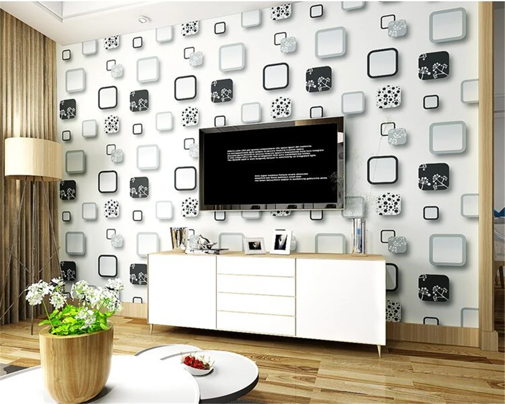 beibehang embossed clothing sofa TV background 3d wallpaper black and white photo frame circle modern minimalist wall paper