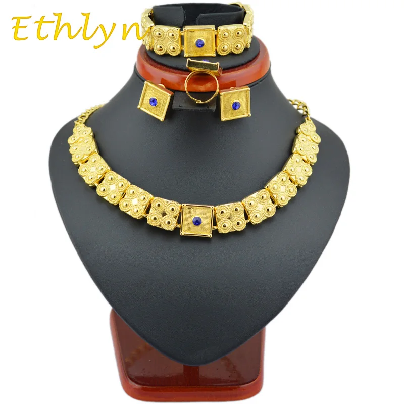 Ethlyn gold Eritrean  jewelry sets gold Color  chain/bracelet/ring/earring jewelry sets  for  Ethiopian & Eritrean  Women S281