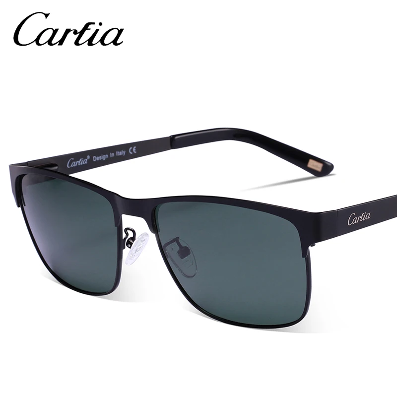 Carfia-gafas de sol polarizadas para hombre y mujer, lentes cuadradas Vintage Steampunk, marco dorado de aleación, protección UV 100%, CA5225