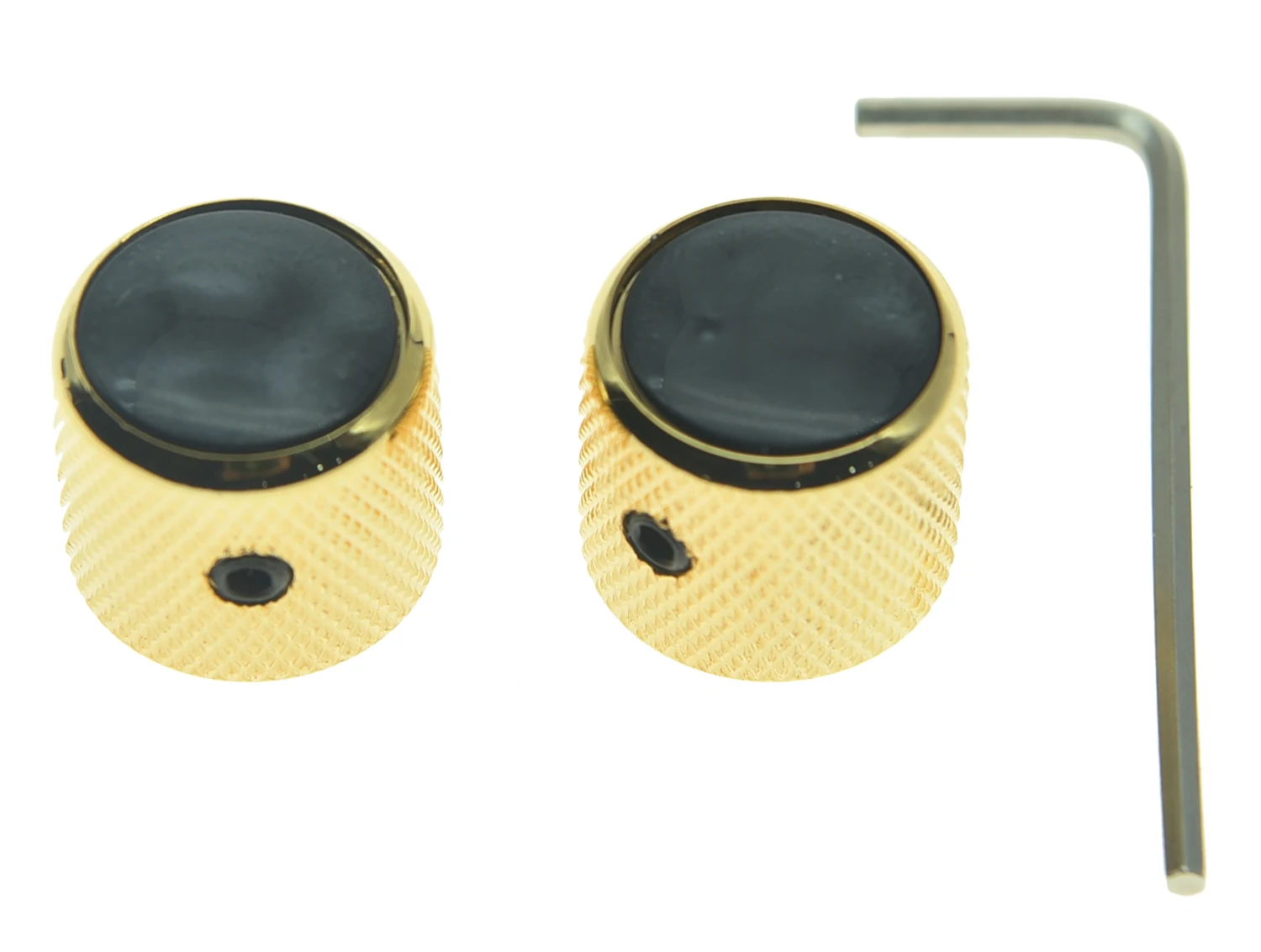 KAISH Set of 2 Black Pearl Top Guitar Dome Knobs with Set Screw for Tele Guitars Black Pearl Cap Bass Knobs