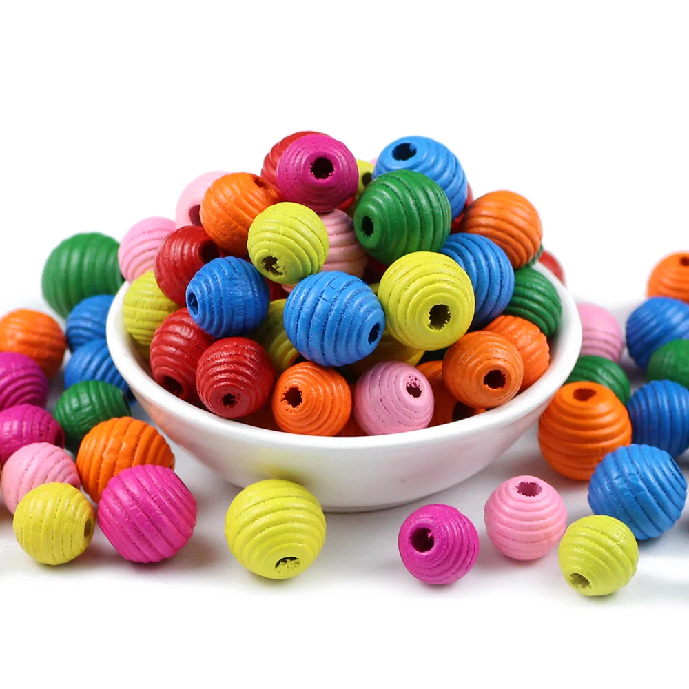 DIY 20~30pcs Thread Wooden Beads For Jewelry Making Eco-Friendly Lead-Free Crafts Kids Toys 16/12mm Spacer Beading Loose Bead