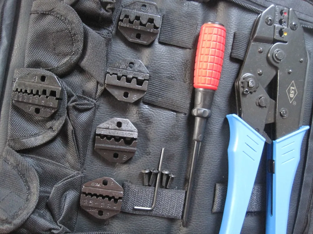 Multi - functional crimping เครื่องมือชุดมือขั้ว crimping คีมไขควง 5 exchangeable crimping jaw ตายชุด