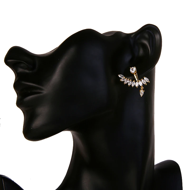 Emmaya New Zircon Crystal Front Back Double Sided Stud Earrings For Women Fashion Ear Piercing Earing Gift