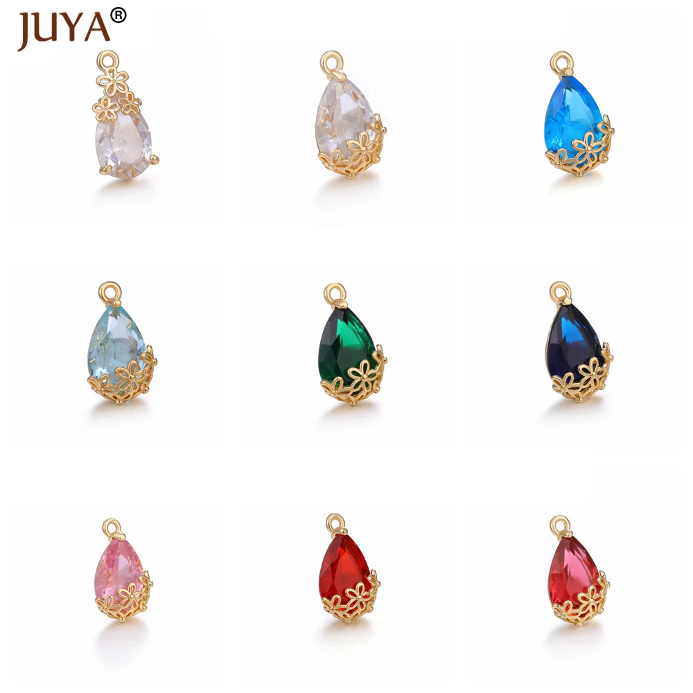 DIY Jewelry Making Supplies for Women Zircon Crystal Charms Pendants for Earrings Necklace Jewellery Accessories Materials