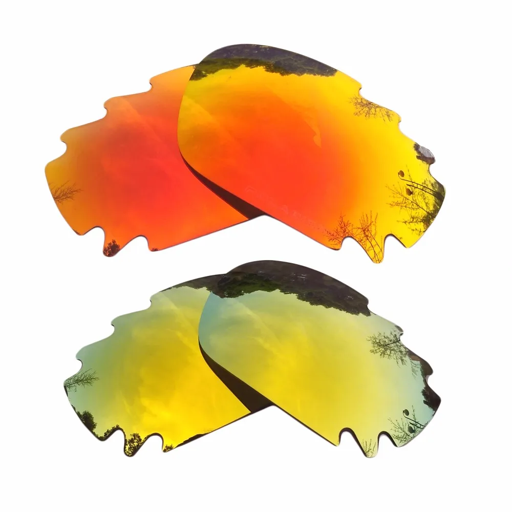 Orange Red Mirrored&24K Gold Mirrored Polarized Replacement Lenses for Jawbone Vented Racing Jacket Frame 100% UVA & UVB