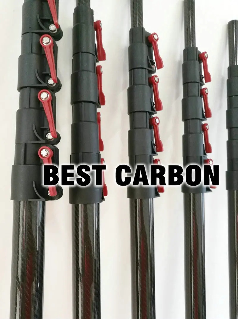 Free shiping High quality Twill glossy Carbon Fiber Telescopic Tubes, cleaning pole, max extend 7.8 meters long