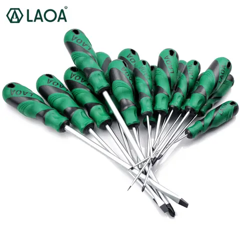 LAOA 1pcs 슬롯 드라이버 S2 소재 필립스 스크류 드라이버 자기가있는 이중 색상 핸들 스크류 드라이버