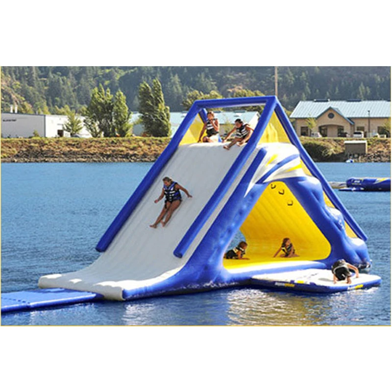 

Inflatable triangle slide water toy mobile sea rock climbing slide water park equipment