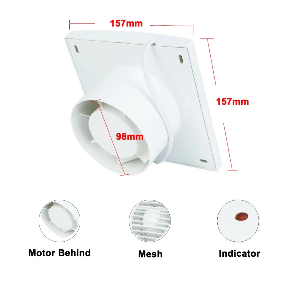 Hon&Guan 4\'\' 220V 110V Silent Exhaust Ceiling Fan Window Wall Mount Air Extractor for Bathroon Kitchen Hood Ventilator Household
