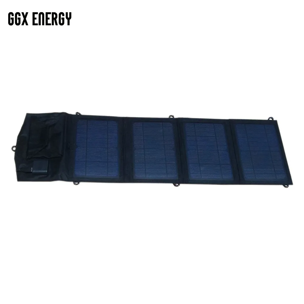 GGX ENERGY 14 Watt Mono Foldable Solar Panels Dual-Port USB 5V 2.1A Portable Solar Charger for Smartphones