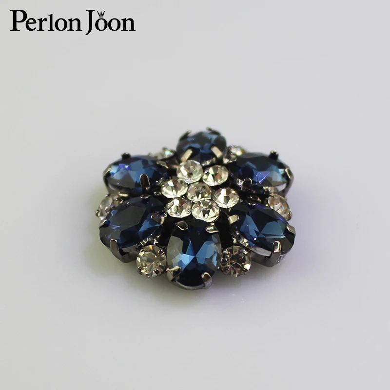 5pcs Royal blue crystal button no shank flatback rhinestone button clothing decorative brooch button clothing accessories NK050