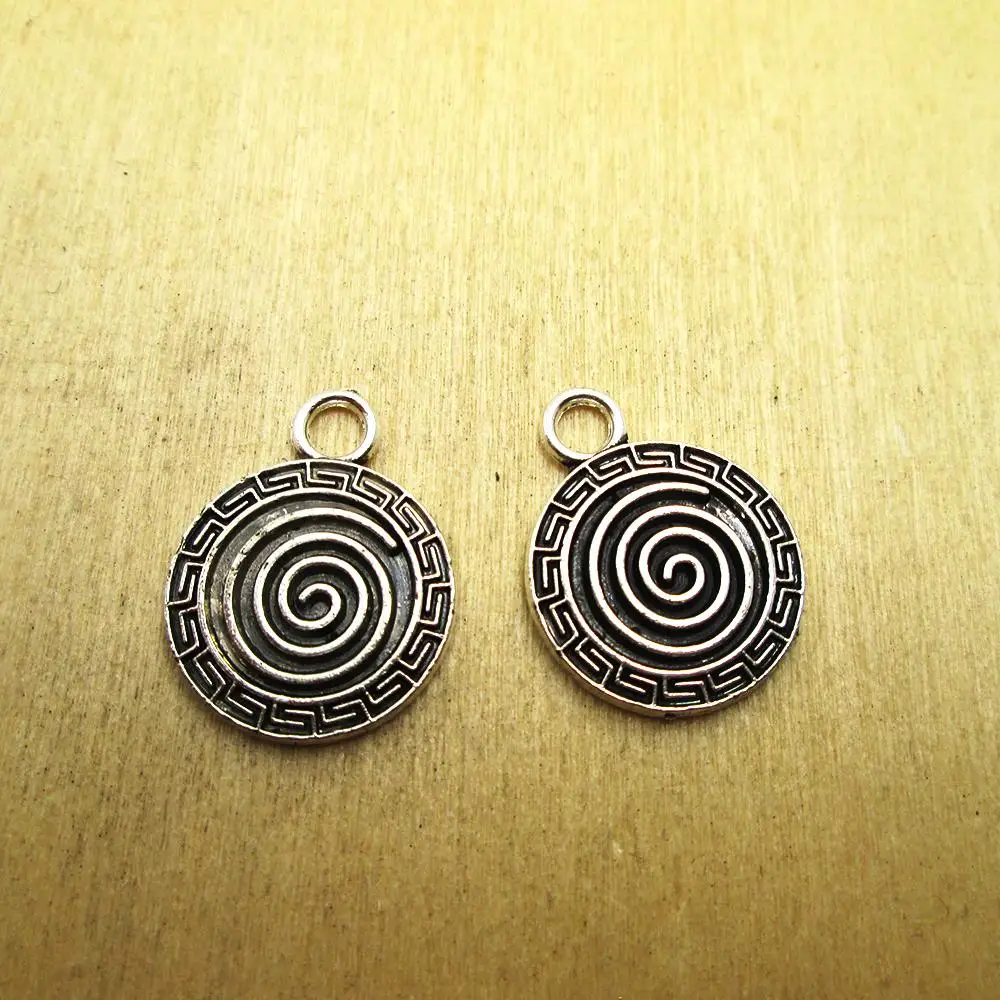 10pcs  24X19mm spiral  Charm  spiral swirl Pendants Charms DIY necklace/ bracelets  charms antique silver tone