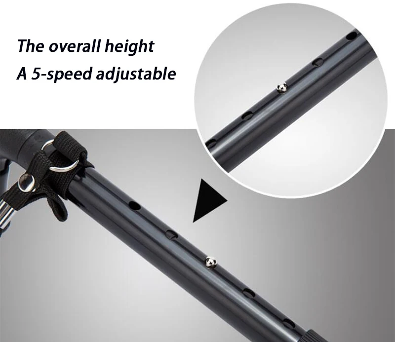 HANRIVER The new hot TV fold belt light aluminium crutch old four foot corners of multi-functional telescopic cane cane