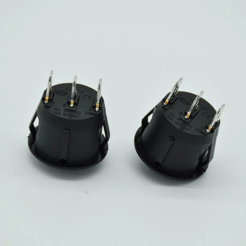 5Pcs ON/OFF/ON 3 Position 3Pin SPDT Round Boat Rocker Switch 6A/250V 10A/125V AC hopping