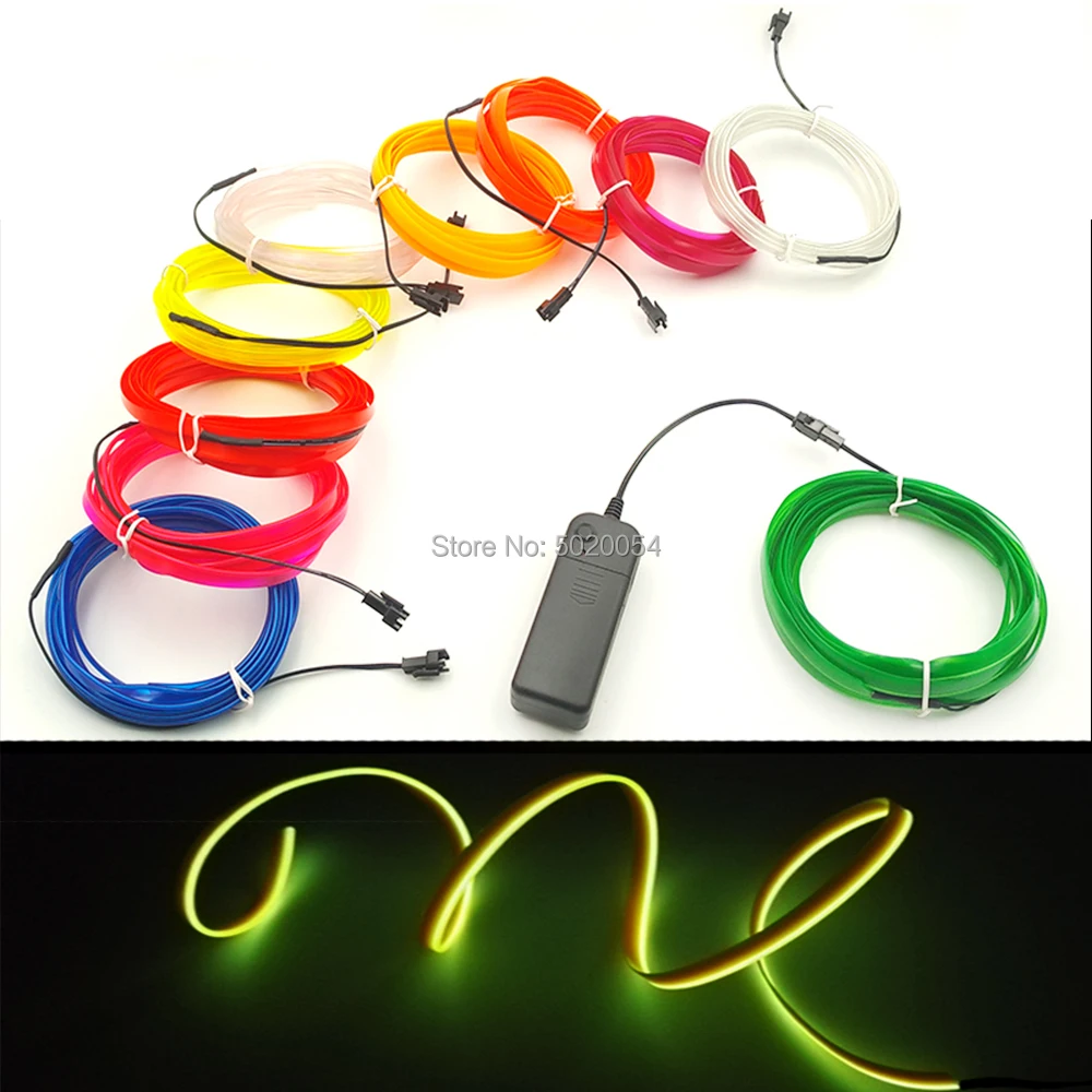 Glow EL Line Performance Costume DIY Material Flexible EL Wire Tube Rope Neon Light 2.3mm-skirt with sewing edge