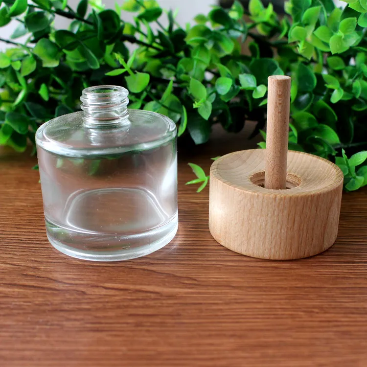 50ml Wooden Lids Scent Bottle Diffuse Aromatherapy Bottle with Sticker Cosmetic Display Bottle 5pcs/lot P060