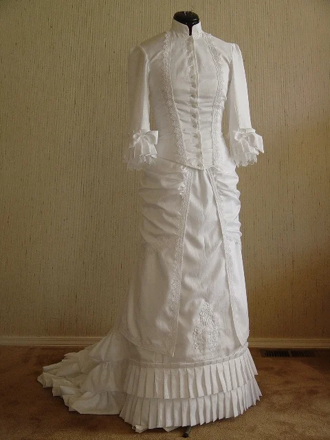 Victorian white Bustle Ball Gown Dress wedding dress Victorian costume dress civil war dress custom made