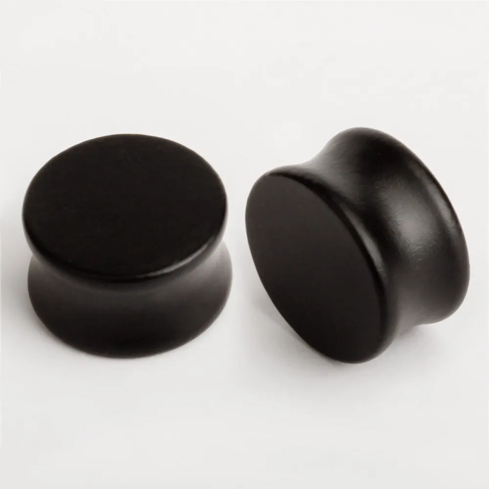 Wholesale Price Wood Plain Black Flat Ear Plugs Earrings Tunnels Piercing Body Jewelry Expander Stretchers 8-30mm 46pcs