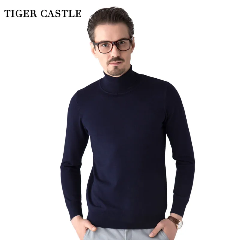 TIGER CASTLE Quality Brand Mens Clothing Fashion Male Turtleneck Autumn Thin Full Length Men Sweaters Hombre