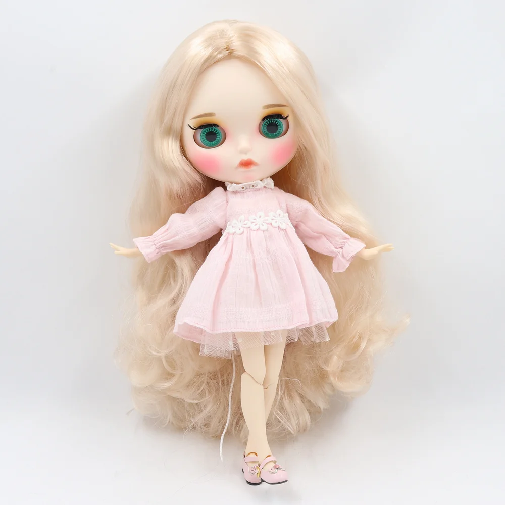 ICY DBS Blyth Doll 30cm pelle bianca luce selvaggia riccioli dorati capelli 1/6 corpo articolato nuovo viso opaco con sopracciglia lucidalabbra giocattolo fai da te