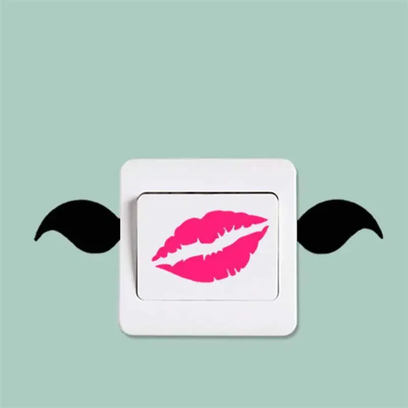 cute 20 pieces Black Beard Hot Pink Lips wall sticker home switch cups computer phone decoration stickers