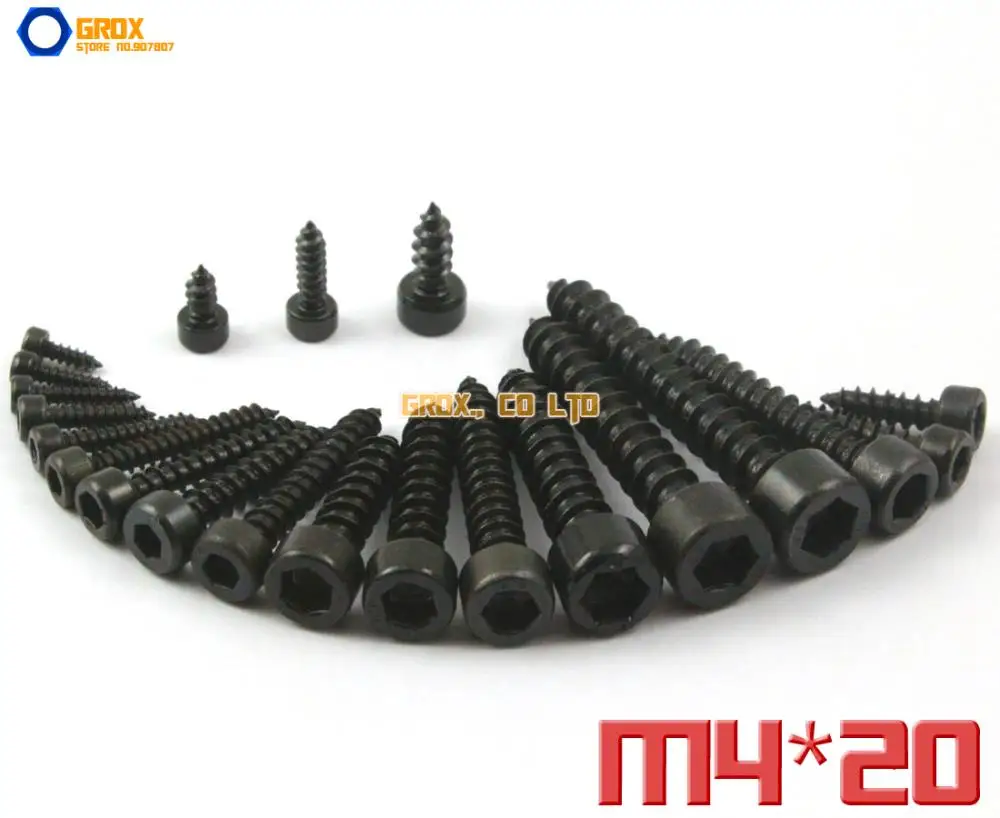 

50 Pieces M4 x 20mm 8.8 Grade Alloy Steel Hexagon Socket Cap Head Self Tapping Screw Model Screw