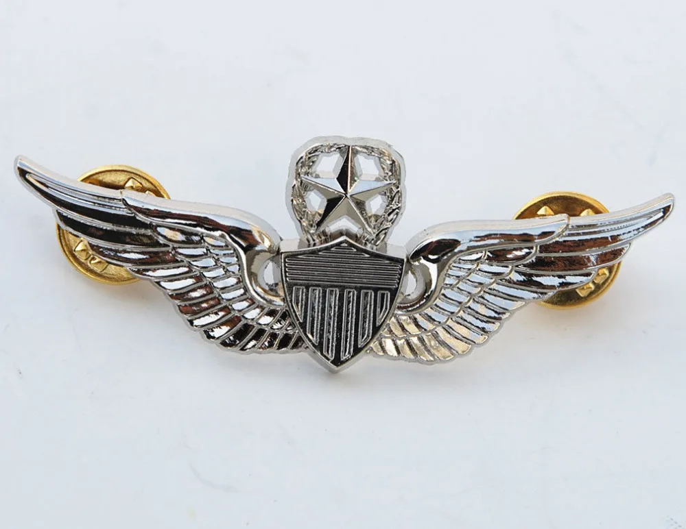 

US ARMY MILITARY COMMAND COMMAND PILOT METAL WINGS METAL BADGE PIN SILVER