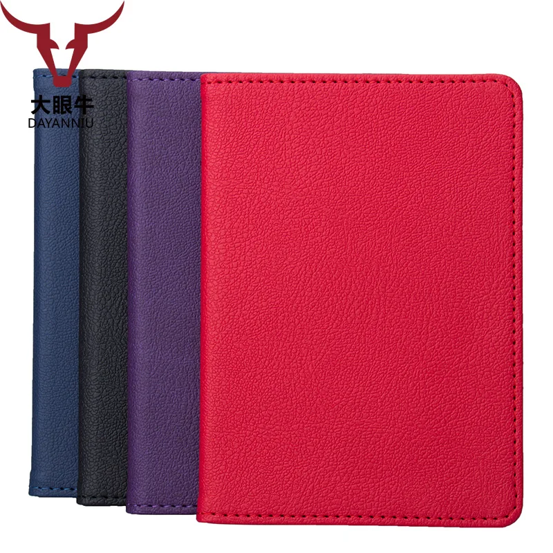 

PU Leather passport holder with card slot solid simple color travel Flight clip arc corner passport cover (custom available)