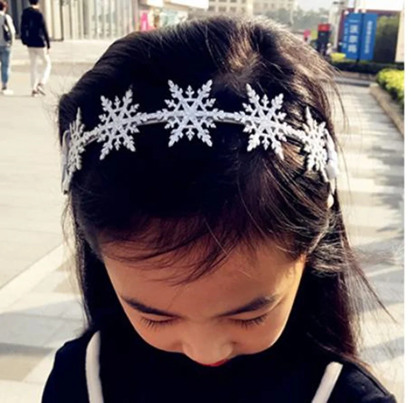 Girls hair accessories Winter Glitter snowflake Hairband Kids Party Hair Hoops crown hair clips hair ties bands headwear