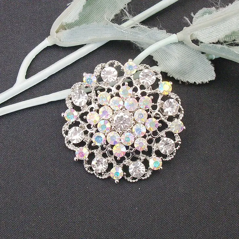 Hot Sale Brooch Fashion AB Crystal Rhinestone Alloy Round Brooch Pins For Wedding Party Women Gifts New Trendy Item No.: BRH3909